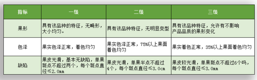 芒果放冷庫前采收等級標準