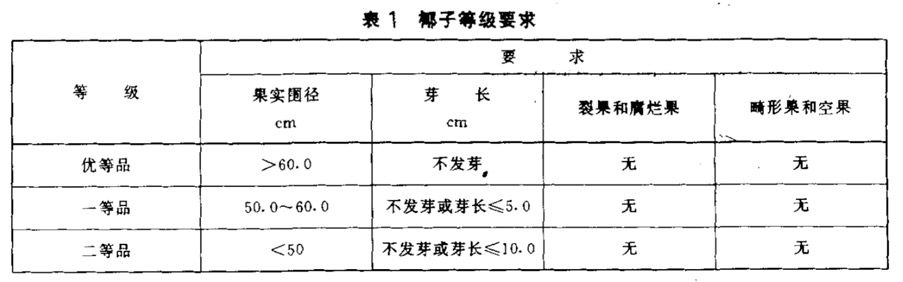 椰子等級劃分標(biāo)準(zhǔn)